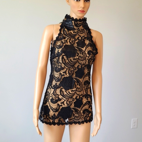Julian Chang Tops - JULIAN CHANG Rihana Lace Top with Leather Roses
